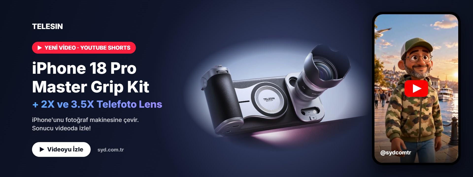 YouTube Shorts — iPhone 18 Pro Master Grip Kit + 2X ve 3.5X Telefoto Lens